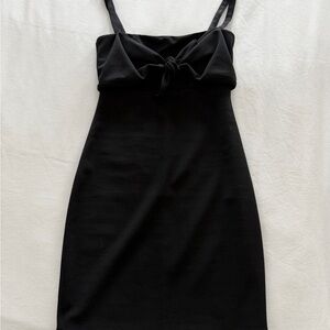 Blue Blush Black Mini Dress with Knot Detail